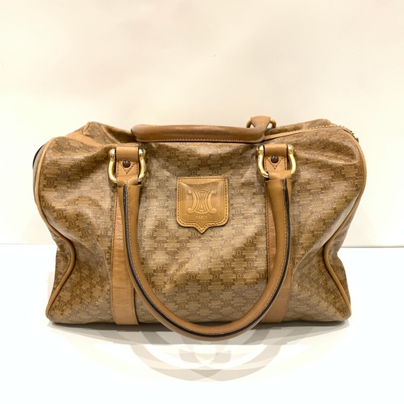 Celine Brown Macadam Boston Bag Sku#85272 (Gently used, Stains) - Picture 1 of 14